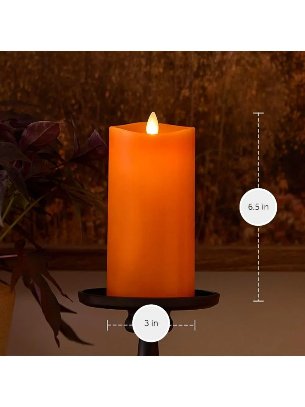 Flameless LED Candle with Timer, Real Wax Pillar, 3x6.5 Inch, Fall Decor, Remote